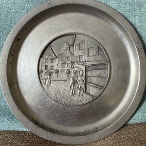 Elegant Vintage Pewter Wall Decor Plate - Made in Germany